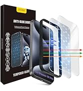 JESOHO Screen Protector for iPhone 15 Pro [6.1 Inches],2 pcs Colorless Anti-Blue Light Tempered G...