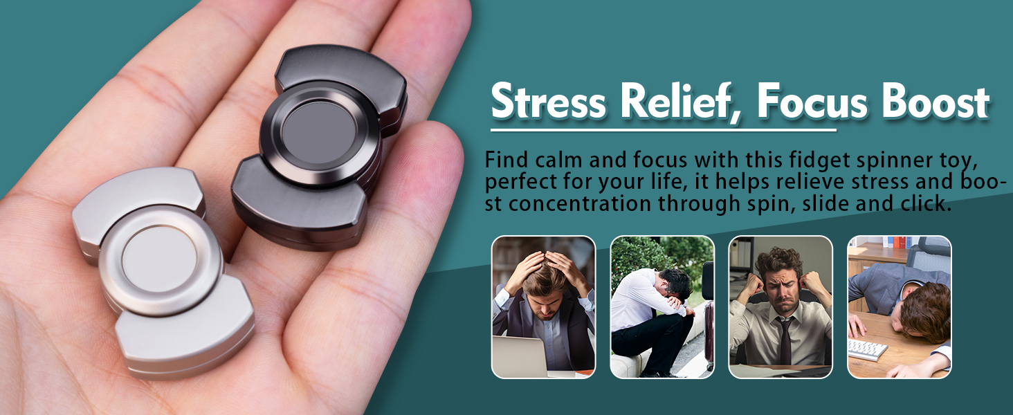 fidget spinner,metal magnetic fidget toy slider EDC Stainless Steel Titanium Black Silver Small