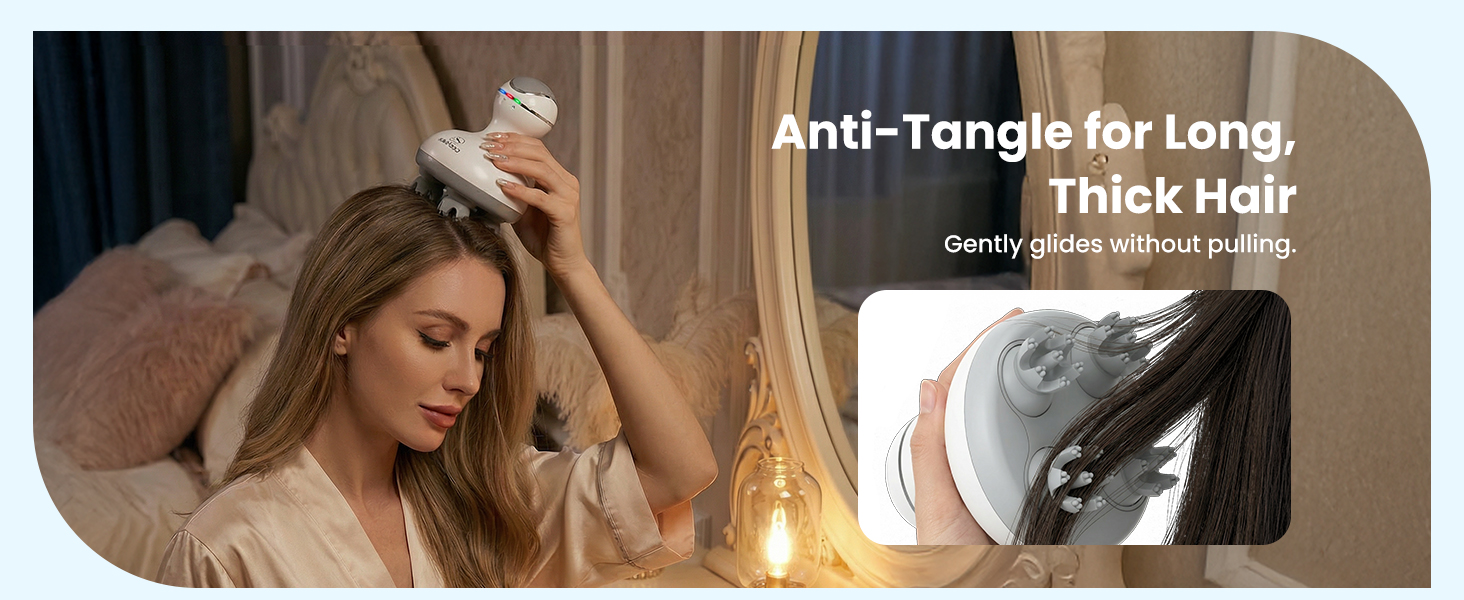 anti-tangle for long thick hair
