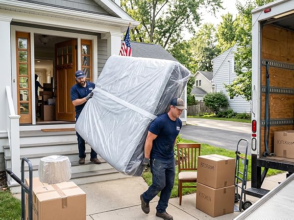A queen mattress cover in plastic ensures waterproof bed safety.