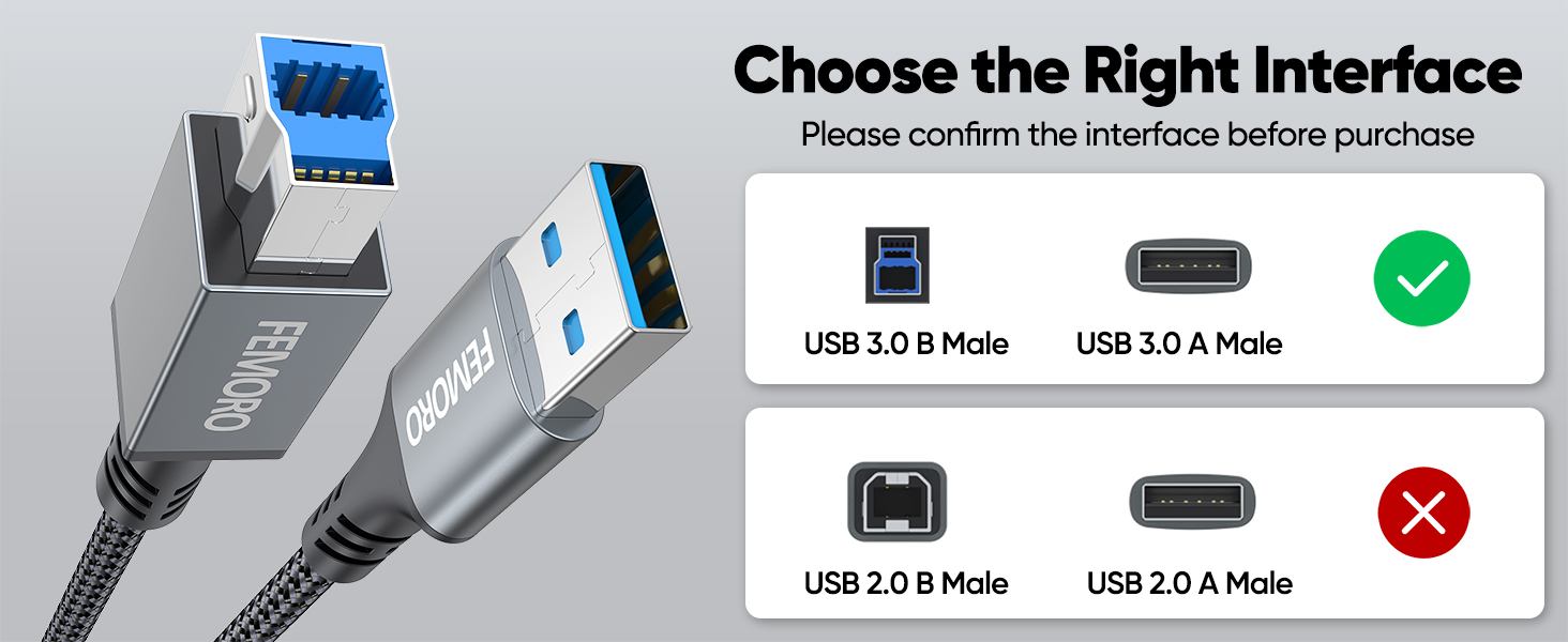 usb a to b 3.0 cable 10 ft