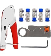 mxuteuk RG59 RG6 Coax Cable Crimper Tool Kit Coaxial Compression Tool Fitting Wire Stripper With ...