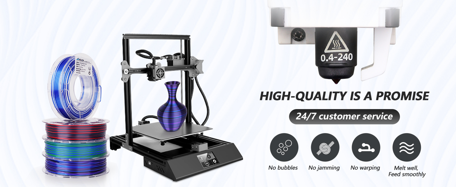 AMOLEN Silk PLA 3D Printer Filament, Dual Color PLA 1.75mm Shiny Color Change Filament