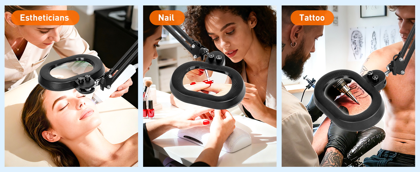 nail eyelash lighted magnifying glass with stand desk magnifying glass with light with clamp