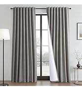 Topfinel Blackout Linen Curtains for Bedroom Living Room 90 Inch Long, Light Blocking &amp; Heat Bloc...
