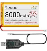 Ransanx 3.7V Lipo Battery 8000mAh 126090 Rechargeable Lithium Polymer Battery Pack with JST PH2.0...
