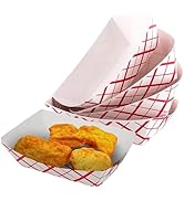 Paper Food Trays, Red &amp; White Checkered Paper. Extra Small (1/2 LB). 50 Pack, Disposable, Recycla...