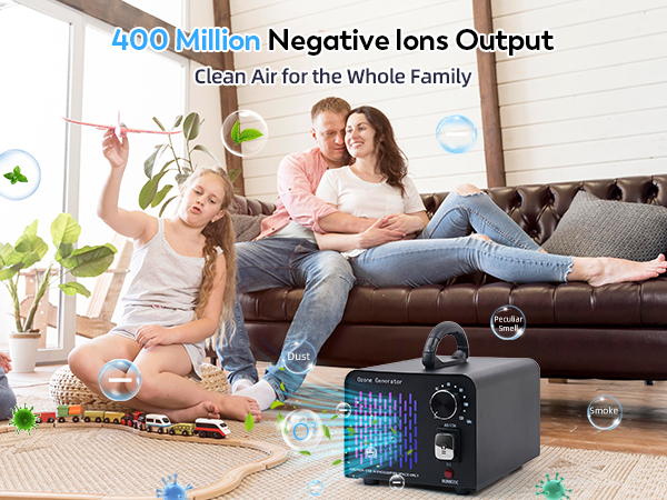 High Capacity Ozone Machine Odor Removal Up to 6000 Sq.Ft, Ionizer Ozonator for Smoke, Car Pet Room