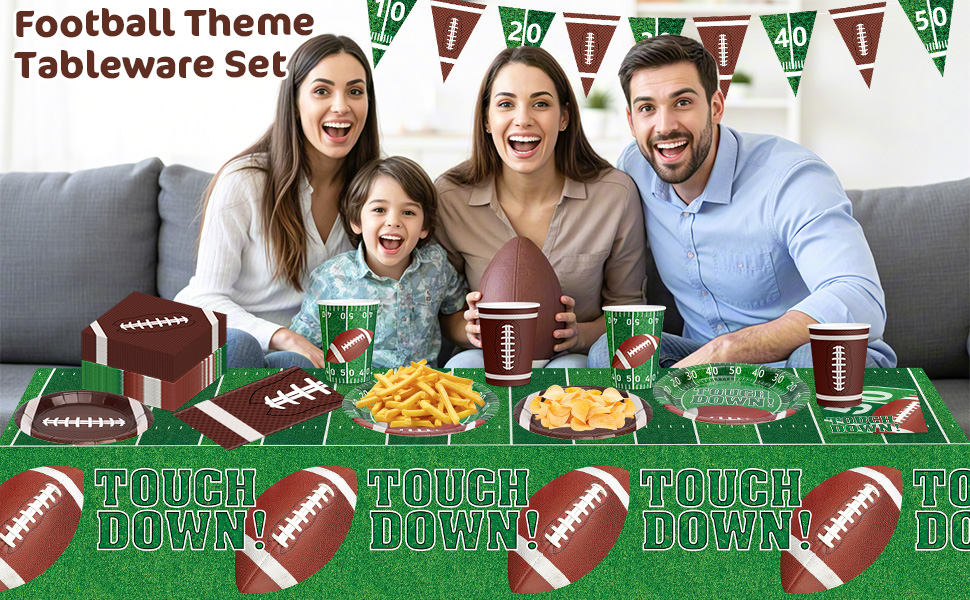 Football Party Supplies Kit Serve 24 Touchdown Tablecloth Birthday Party Football Game Day