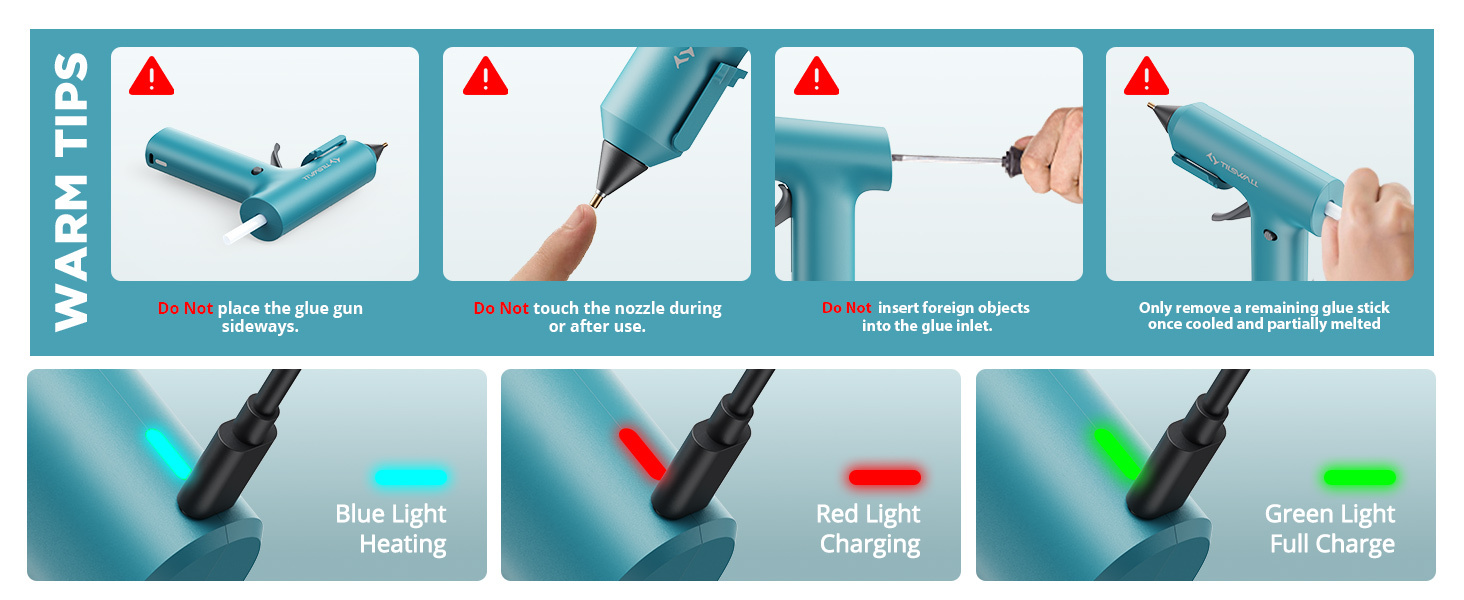Tilswall Cordless Hot Glue Gun, Fast Preheating