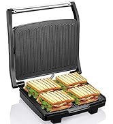 Yabano Panini Press Grill, Gourmet Sandwich Maker, Electric Indoor Grill with Non-Stick Cooking P...