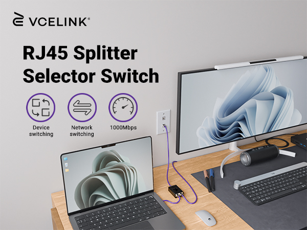 Vcelink 2-in-1 or 1-in-2 Network Switch