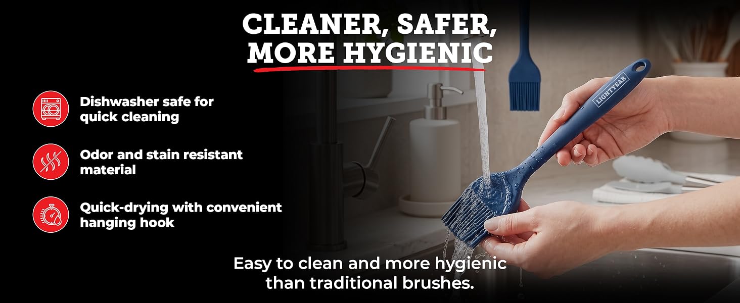 silicone basting brush placed inside a dishwasher showing easy cleaning and maintenance