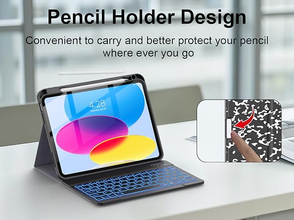 ipad A16 case with keyboard ipad 11th 10th generation case with keyboard pencil holder