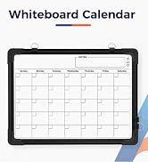 AMUSIGHT Double-Sided White board Calendar, 16" x 12" Black Dry Erase Calendar Whiteboard Calenda...