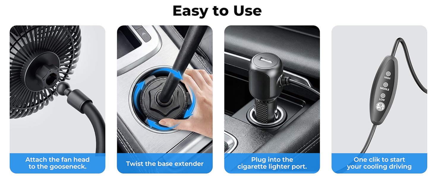 amacool car fan for car road trip travel essentials