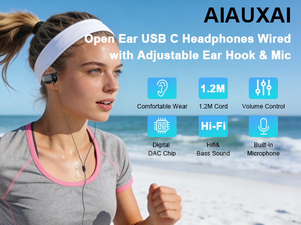 USB C Earbuds Open Ear Headphones