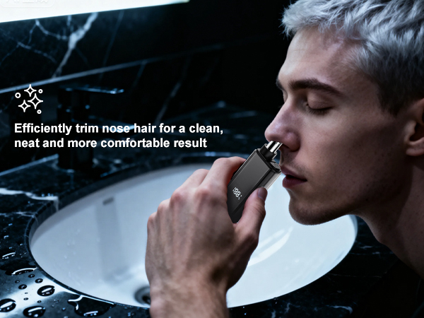 Nose hair trimmer in use for clean result