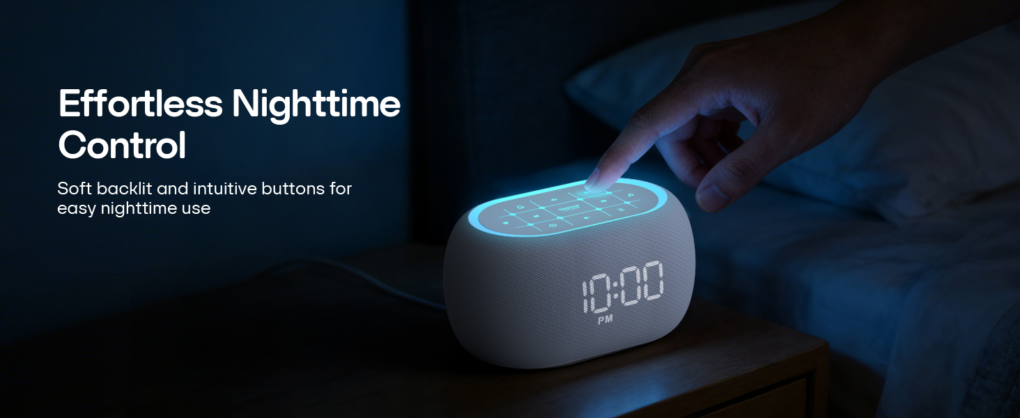 Alarm clock with effortless nighttime control