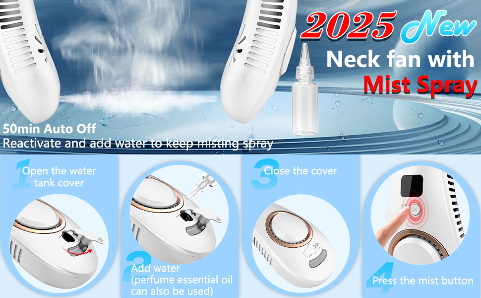 fan with water spray misting fan neck fans portable neck fan misting neck fan neck fan with mist