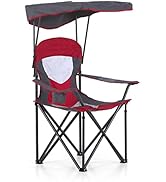 LET'S CAMP Camp Chair with Shade Canopy Folding Camping Chair with Cup Holder and Carry Bag for O...