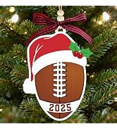 Football Christmas Ornaments Gifts 2025, Wooden Football Hanging Decorations for Christmas Tree, ...