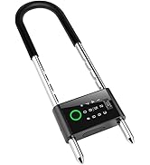 Aurosmart Smart Padlock with Long Adjustable Shackle, Bike U-Lock with Fingerprint, Keypad, App C...