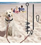 Beach Dog Tie Out Stake for Dogs Up to 250 lbs - Heavy Duty Dog Camping Yard Park Essentials Acce...