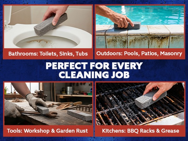 Kitchen Stains, Grill, Scouring Stick for Cleaning Pool, Rust, Toilet Rings &amp; Hard Water Rings 