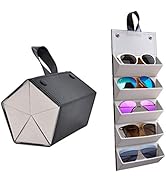 Kenpal Sunglasses Storage Organizer Holder Foldable Travel Case with 5 Slot Compartments for Mult...