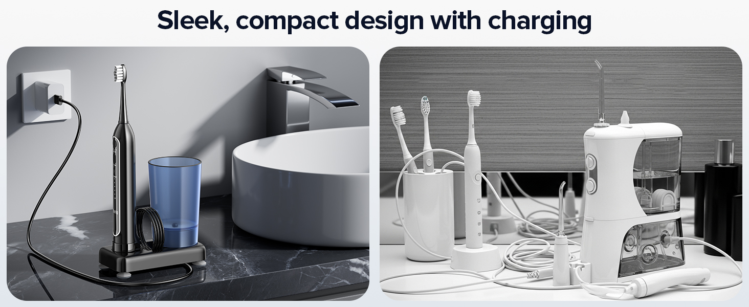 electric toothbrush with water flosser