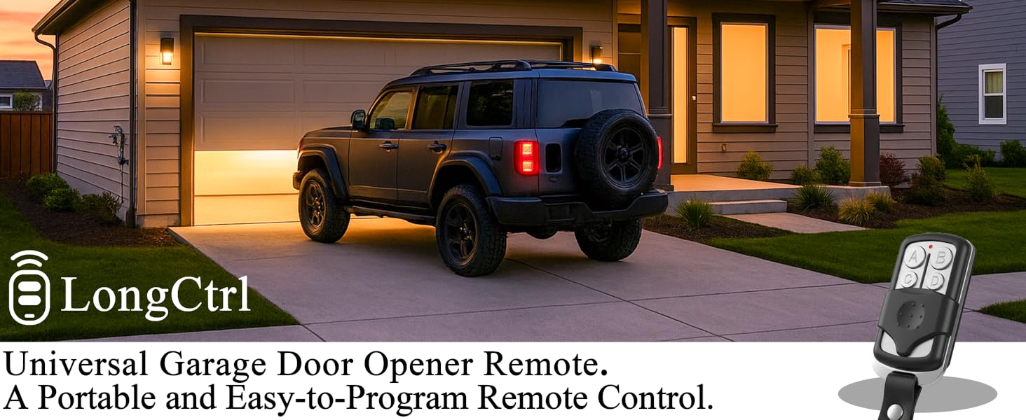 LongCtrl Garage Opener Remote: Compatible with LiftMaster, Chamberlain, and Craftsman openers.