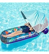 FindUWill Pool Floats with Canopy Adults - Extra Large Pool Float Lounger with Adjustable Backres...