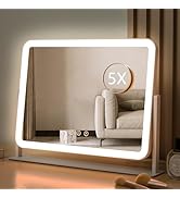 HIEEY Vanity Mirror with Lights, Lighted Makeup Mirror, Three Color Lighting Modes, and 5X Magnif...