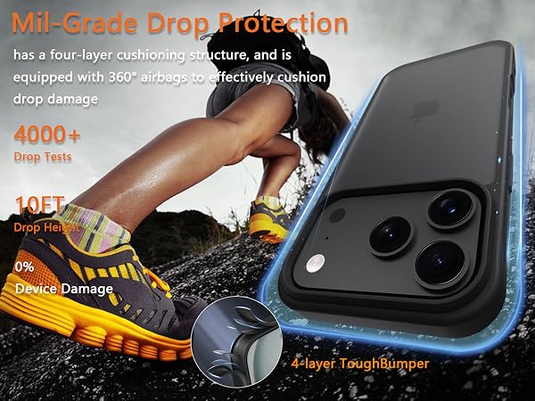 iPhone 17 pro Case Translucent Matte Phone Cover, [10 FT Military Grade Drop Protection] Slim