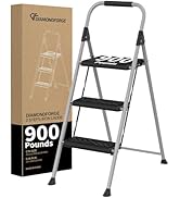 DIAMONDFORGE 3 Step Ladder, Folding Step Stool with Anti-Slip Wide Pedal, Soft Handle, Anti-Slip ...