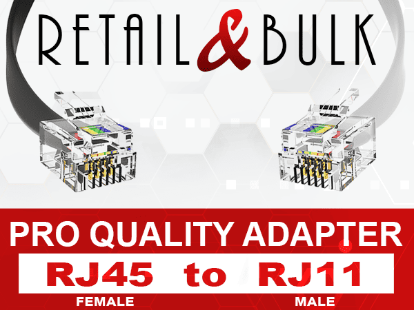 RJ45 to RJ11 Adapter, rj11 female to rj45 male telephone to ethernet phone line adapter