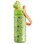Kids Water Bottle for School: 2-in-1 Straw Spout Lid with Soft Animal Head, Leakproof