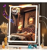 Hasipu Vanity Mirror with Lights, Led Makeup Mirror with Bluetooth Speaker and 10X Magnification,...