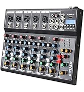 Jindaaudio Audio Mixer 7 Channel, DJ Mixer Board with Bluetooth and Usb, Audio Sound Card with In...