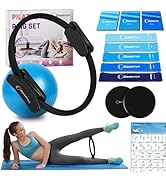 Goocrun Pilates Ring Set Exercise Equipment with Exercise Bands Resistance Bands Set, Pilates Bal...