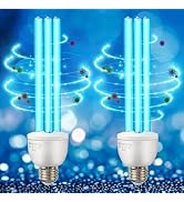 Qualirey 2 Pack UV Germicidal Light Bulb with Ozone, 25 Watt Replacement UVC Lamp E26 E27 110V, U...