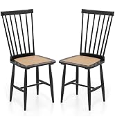 Giantex Windsor Dining Chairs Set of 2, Farmhouse Mid-Century Wooden Chairs w/Spindle Back and PE...