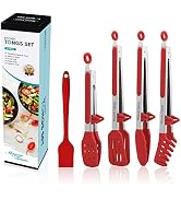 5-Pack Silicone Tongs for Cooking,Maywe Tanso 4PCS 13-Inch Cooking Kitchen Tongs with Silicone Ti...
