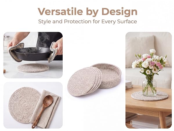 Pot Holders for Kitchen, Cotton Table Protector Hot Mats Heat Resistant