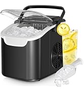 Ice Maker Countertop, 26.5lbs/24Hrs, 8 Bullet ICES in 6 Mins – Self-Cleaning Portable Ice Maker w...