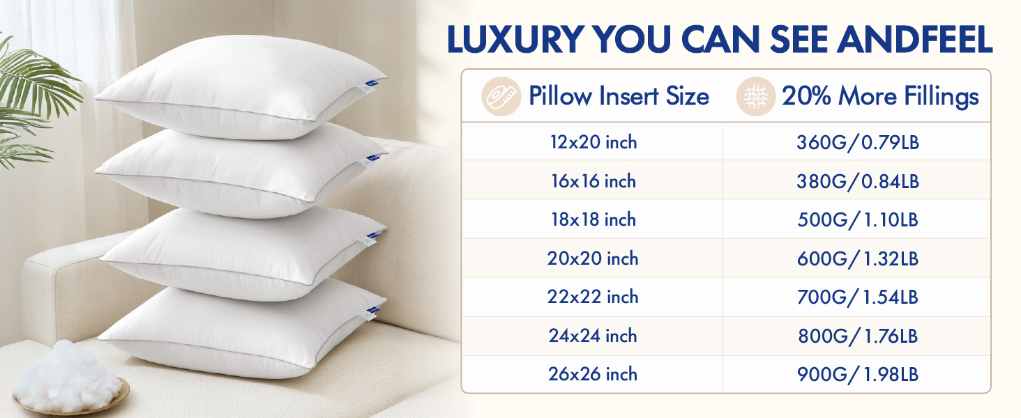 MIULEE PILLOW INSERTS