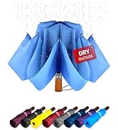 NEW Reverse Compact Travel Umbrella for Backpack and Car with Teflon Coating Inverted Umbrella Au...