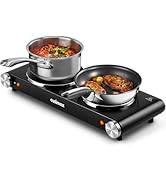 CUSIMAX Double Hot Plates Electric Burner, 1800W Countertop Cooktop with Adjustable Temperature C...