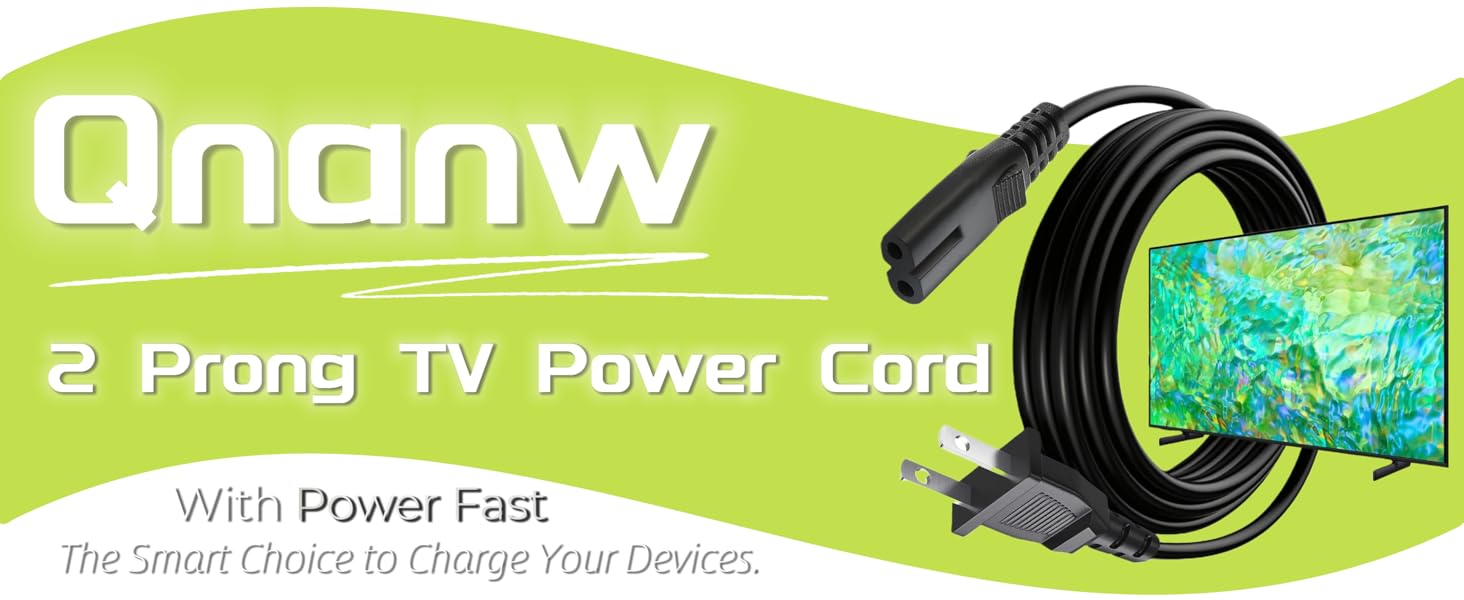 2 prong TV Power Cord